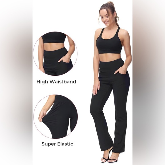 NWT Flared Leggings-for-Women Capri Yoga Pants with Pockets High Waisted/XXXL - Picture 13 of 15